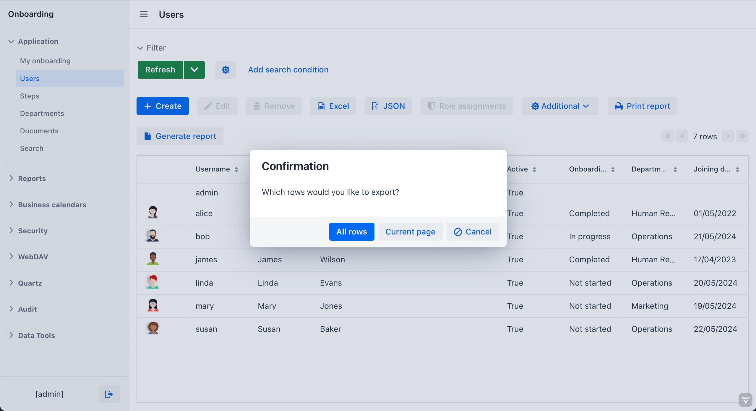 Grid Export Actions